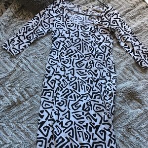 ASOS: Black and white print shin length dress